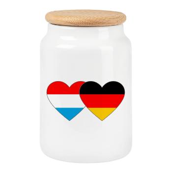 Luxembourg Allemagne Flag Heart - Boîte à biscuits avec couvercle en bois - blanc - Devant