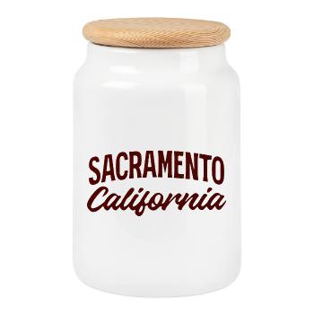Sacramento États-Unis - Boîte à biscuits avec couvercle en bois - blanc - Devant