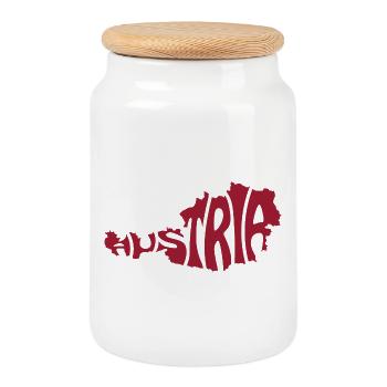 Typographie cartographique de l’Autriche - Boîte à biscuits avec couvercle en bois - blanc - Devant