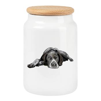 Pointeur German Shorthair - Boîte à biscuits avec couvercle en bois - blanc - Devant