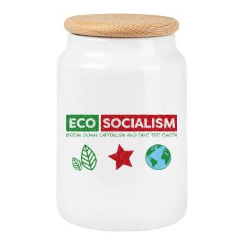 Eco Socialismo - Boîte à biscuits avec couvercle en bois - blanc - Devant