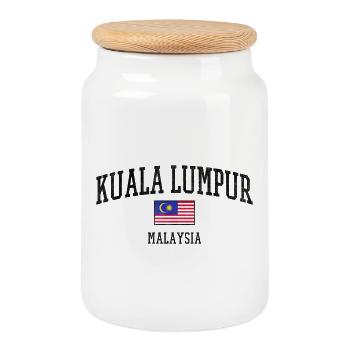 Malaysia flag in night contrast - Cookie Jar with Wooden Lid - white - Front