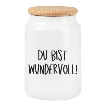 Du bist wundervoll - Keksdose mit Holzdeckel - Weiß - Vorne