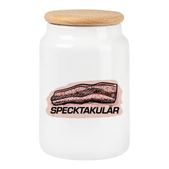 Specktakulär.  - Keksdose mit Holzdeckel - Weiß - Vorne