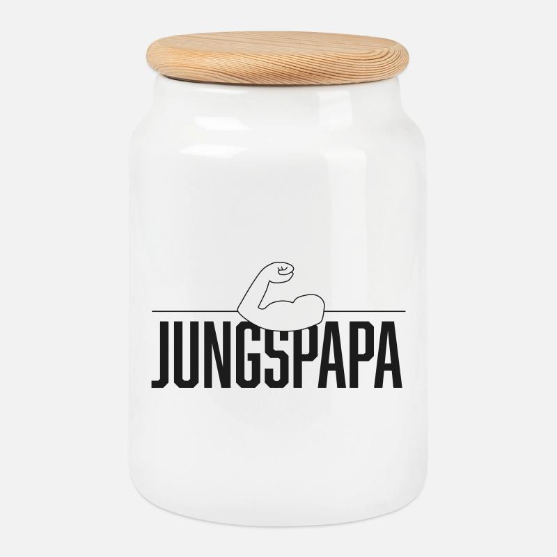 Jungspapa Power - Keksdose mit Holzdeckel - Weiß