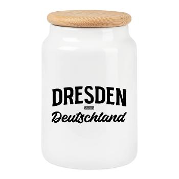 Dresde, Saxe, Allemagne, conception des villes - Boîte à biscuits avec couvercle en bois - blanc - Devant