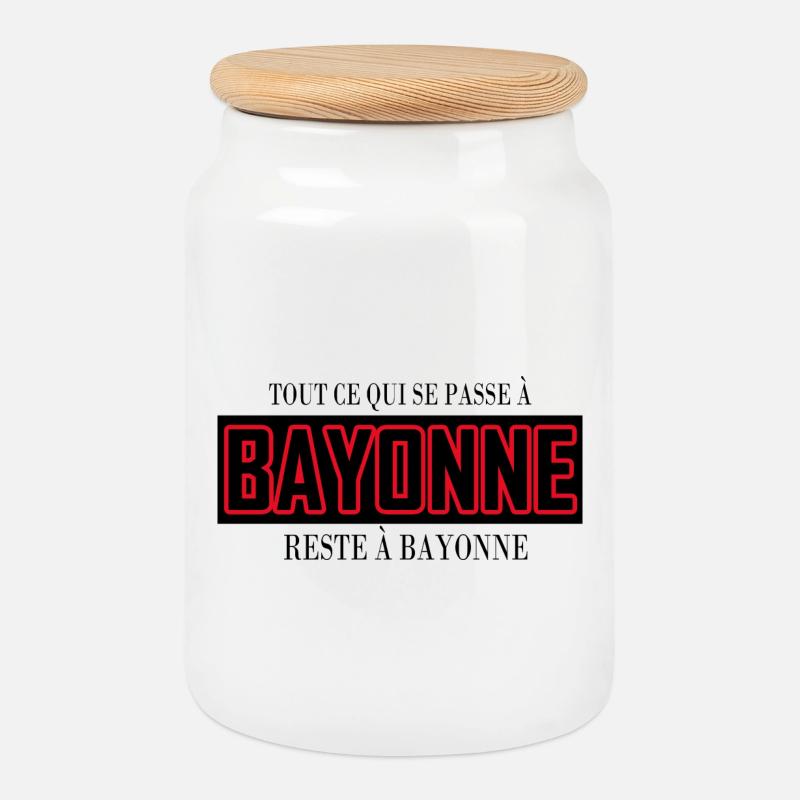 Tout se qui se passe à BAYONNE reste à bayonne - Boîte à biscuits avec couvercle en bois - blanc