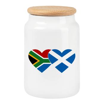 Afrique du Sud Écosse Flag Heart - Boîte à biscuits avec couvercle en bois - blanc - Devant
