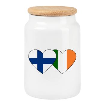 Finnland Irland Flagge Herz - Keksdose mit Holzdeckel - Weiß - Vorne