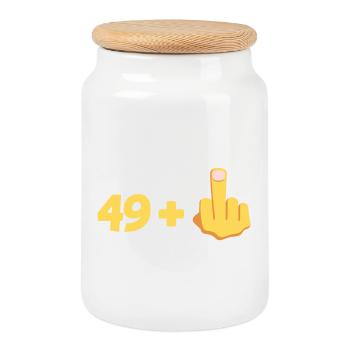 Pour le 50e anniversaire, le 50e anniversaire - Boîte à biscuits avec couvercle en bois - blanc - Devant