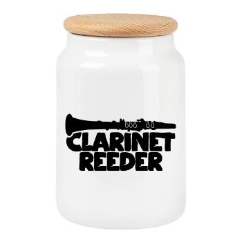 Embouchure de clarinette - Boîte à biscuits avec couvercle en bois - blanc - Devant