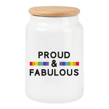 Pride Month - Proud and Fabulous - Cookie Jar with Wooden Lid - white - Front