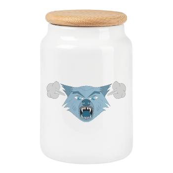 Wütender Wolf - Keksdose mit Holzdeckel - Weiß - Vorne