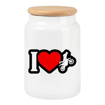 I Heart Motocross Jump - Cookie Jar with Wooden Lid - white - Front