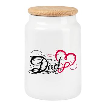 Dad Papa Vatertag Tattoo - Keksdose mit Holzdeckel - Weiß - Vorne