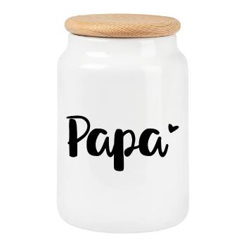 Daddy heart design for all fathers-to-be - Cookie Jar with Wooden Lid - white - Front