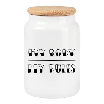 Mon corps - Mes règles - Boîte à biscuits avec couvercle en bois - blanc - Devant