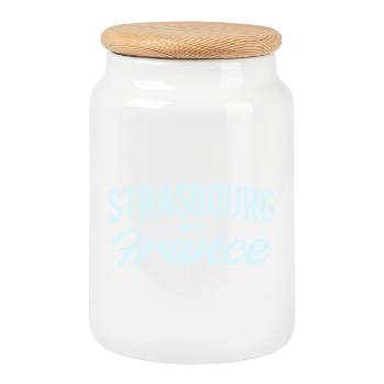 Strasbourg France Vintage Script - Keksdose mit Holzdeckel - Weiß - Vorne