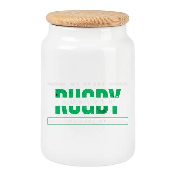 Rugby forever my sport my passion green - Cookie Jar with Wooden Lid - white - Front