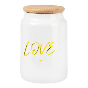 Love football yellow - Cookie Jar with Wooden Lid - white - Front