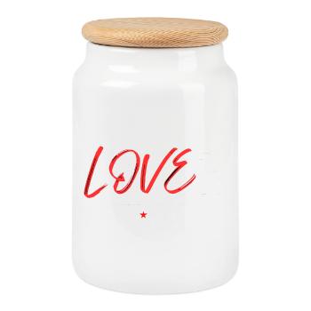 Love football red - Cookie Jar with Wooden Lid - white - Front