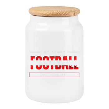 Football my sport my passion red - Cookie Jar with Wooden Lid - white - Front