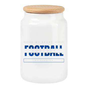 Football my sport my passion blue - Boîte à biscuits avec couvercle en bois - blanc - Devant