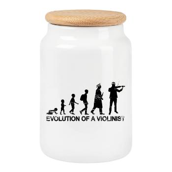 Development of a violinist - Cookie Jar with Wooden Lid - white - Front