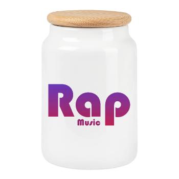 Vibrant Text Design Rap Music - Cookie Jar with Wooden Lid - white - Front