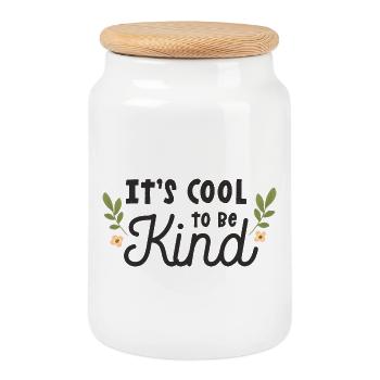 C’est cool d’être gentil - Boîte à biscuits avec couvercle en bois - blanc - Devant