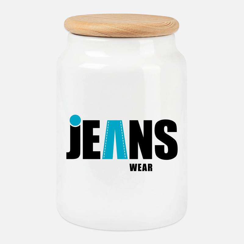 jeans wear mit punkt - Keksdose mit Holzdeckel - Weiß