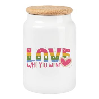 Love who you want - Cookie Jar with Wooden Lid - white - Front