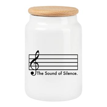 The Sound of Silence - Cookie Jar with Wooden Lid - white - Front