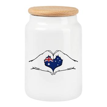 Drapeau de l’Australie en forme de coeur - Boîte à biscuits avec couvercle en bois - blanc - Devant