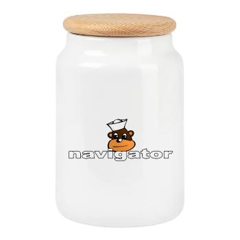 navigateur - Boîte à biscuits avec couvercle en bois - blanc - Devant