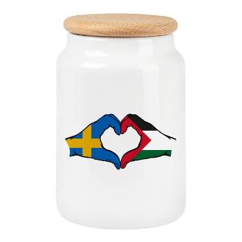 Schweden Palästina Herzform mit Hände - Keksdose mit Holzdeckel - Weiß - Vorne