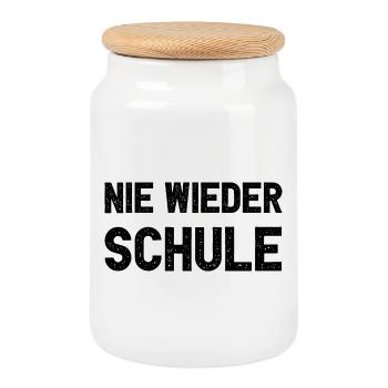 Nie Wieder Schule Lustiges Abitur Schulabschluss - Keksdose mit Holzdeckel - Weiß - Vorne