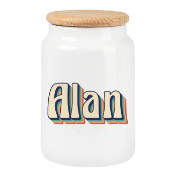 Alan T-Shirt Retro Vintage T-Shirt Geschenkidee - Keksdose mit Holzdeckel - Weiß - Vorne