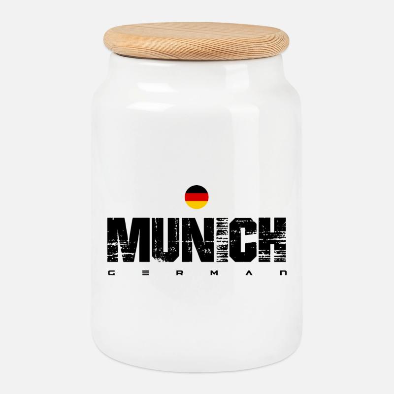 German Flag Circular Emblem - Cookie Jar with Wooden Lid - white