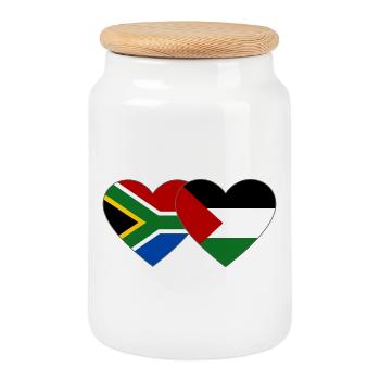 Afrique du Sud Palestine drapeau coeur - Boîte à biscuits avec couvercle en bois - blanc - Devant
