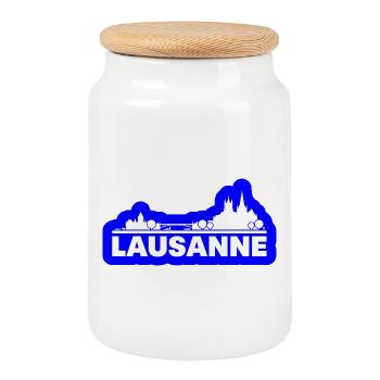 Lausanne - Cookie Jar with Wooden Lid - white - Front