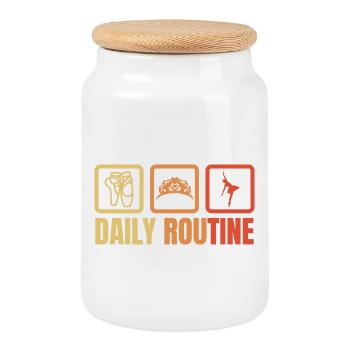 Routine quotidienne de ballet - Boîte à biscuits avec couvercle en bois - blanc - Devant
