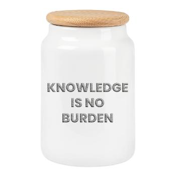 Knowledge is no burden - Cookie Jar with Wooden Lid - white - Front