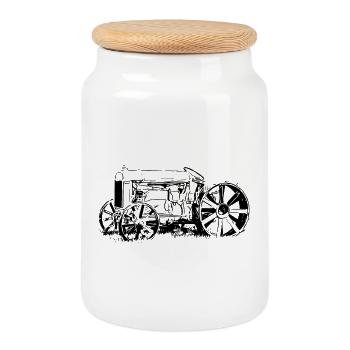 Tracteur modèle F - Boîte à biscuits avec couvercle en bois - blanc - Devant