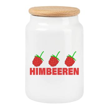 HIMBEERREN - Keksdose mit Holzdeckel - Weiß - Vorne
