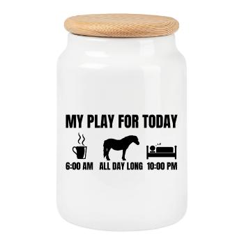My plan for today - Cookie Jar with Wooden Lid - white - Front
