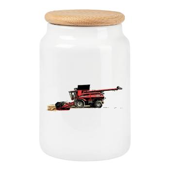 Harvester - Cookie Jar with Wooden Lid - white - Front