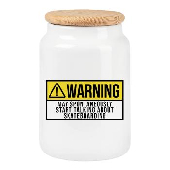Skateboard - Cookie Jar with Wooden Lid - white - Front