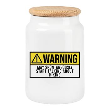 Hiking - Cookie Jar with Wooden Lid - white - Front