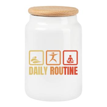 Daily Yoga Routine - Cookie Jar with Wooden Lid - white - Front